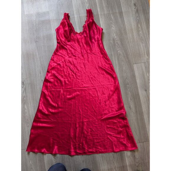 Vintage California Dynasty Red Satin & Lace Nightgown With Sequins Detail Size S - Picture 6 of 9